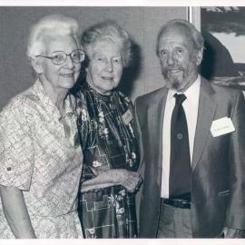 Staff - Social Functions - Head Office 65 Martin Place - Retired Officers' Christmas Party - L to R: Mrs Coombs, May Grant, Dr “Nugget” Coombs (former Governor) - November 1981
