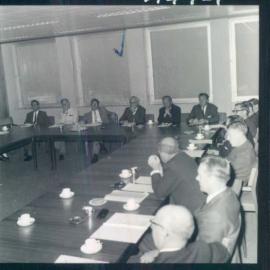 Bank's Functions - Head Office - Conferences - Around the table at a Seminar are MR Hill, Professor RS Sayers, Messrs IA Butler and JG Phillips, Dr HC Coombs and Messrs AC McPherson - 1965