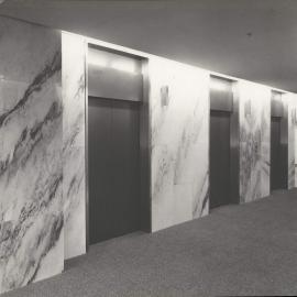 Head Office, 65 Martin Place - Interior of Premises 1964-65 - Lift Foyer - 22 December 1964