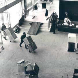 Head Office Building - January 1963-January 1965 - Moving tea chests through the Main Foyer (Ground Floor) - 16 January 1965