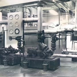 Adelaide Project - 1963-June 1967 - Hot water circulating pumps, boilers in rear, 14th floor - 5 June 1967