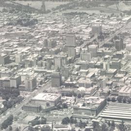 Adelaide Project - 1963-June 1967 - Aerial view of Adelaide City showing north elevation of the Reserve Bank - 10 December 1965