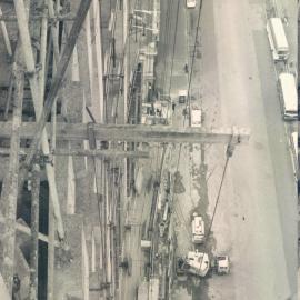 Adelaide Project - 1963-June 1967 - Swinging stage scaffold for masonry fixers on the western elevation - 8 September 1965