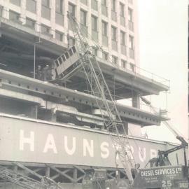 Adelaide Project - 1963-June 1967 - Lifting a fireproof cabinet onto the 1st floor of the new building - 12 September 1965