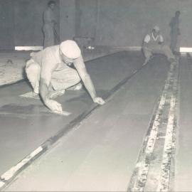 Adelaide Project - 1963-June 1967 - floating granolithic floor between compactus rails in 2nd basement strongroom - 14 April 1965