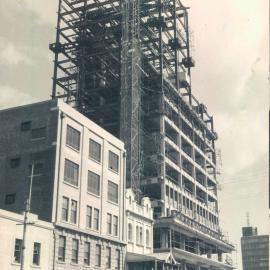 Adelaide Project - 1963-June 1967 - North-east elevation. Masonry being fixed at 2nd floor level - 14 April 1965