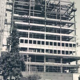 Adelaide Project - 1963-June 1967 - Northern elevation taken from Flinders Street. 3rd floor exterior brickwork completed and awaiting external cladding - 25 March 1965
