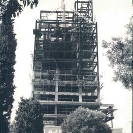 Adelaide Project - 1963-June 1967 - Western elevation taken from Victoria Square. Steelwork to 15th floor level on part of the building - 25 March 1965