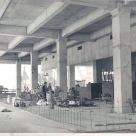 Adelaide Project - 1963-June 1967 - Looking towards the bullion lift opening on the ground floor slab.  Reinforcing rods for the enquiry counter front in foreground - 10 March 1965