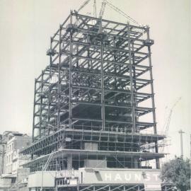 Adelaide Project - 1963-June 1967 - Northwest elevation of building steelwork erected to 10th floor level on Victoria Square frontage - 23 February 1965
