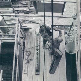 Adelaide Project - 1963-June 1967 - Hoisting formwork for Mezzanine Floor - 3 December 1964