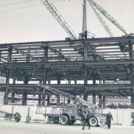 Adelaide Project - 1963-June 1967 - Steelwork erected to date, taken from Flinders Street - 23 November 1964