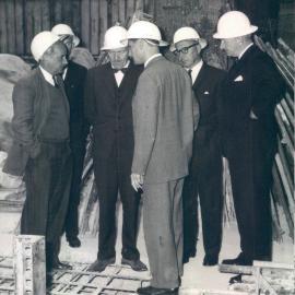 Adelaide Project - 1963-June 1967 - Examining a section of reinforcement for 2nd basement floor slab - 22 October 1964