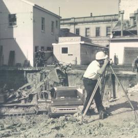 Adelaide Project - 1963-June 1967 - Head of works taking levels on 3rd day of excavations - 6 May 1964