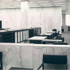 Melbourne Project - December 1961-September 1966 - Bonds & Stock Department general office showing under counter storage units, 2nd floor - 2 September 1966