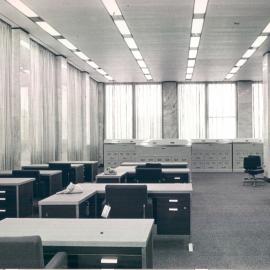 Melbourne Project - December 1961-September 1966 - View of Bonds & Stock Department, general office showing roll top ledger cabinets in background, 2nd floor - 2 September 1966