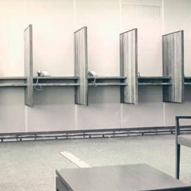 Melbourne Project - December 1961-September 1966 - Investments Section - Dealers room showing telephone cubicles, 9th floor - 2 September 1966