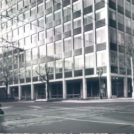 Melbourne Project - December 1961-September 1966 - View of southern and western faces of building showing concourse and main entrance - 15 July 1966