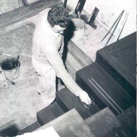Melbourne Project - December 1961-September 1966 - Applying granolithic to stairs into Diesel Generator Room - 20 May 1965