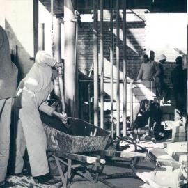 Melbourne Project - December 1961-September 1966 - Pouring of northern wall which is to be faced with stonework above 10th floor level (height of adjoining building) - 19 March 1965