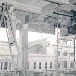 Melbourne Project - December 1961-September 1966 - High pressure ducting being installed in the ceiling of the 1st floor.  A number of mixing boxes are also visible - 17 August 1964