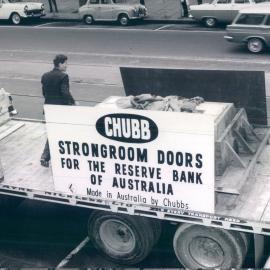 Melbourne Project - December 1961-September 1966 - 16" strongroom door on semi-trailer - 30 May 1964