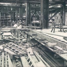 Melbourne Project - December 1961-September 1966 - Workers constructing 1st basement with loading platform at right - 6 June 1963