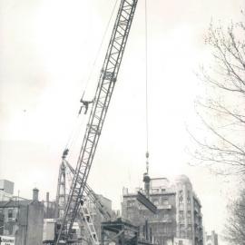 Melbourne Project - December 1961-September 1966 - First beam being lifted from Exhibition St - 12 September 1962