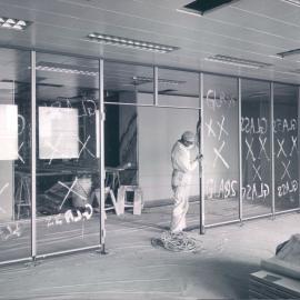 Head Office Building - January 1963-January 1965 - Fixing glass partitioning, 6th floor - 11 August 1964