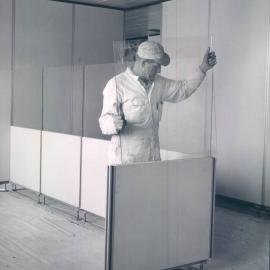 Head Office Building - January 1963-January 1965 - Installing glass in cubicle partitions - 11 August 1964