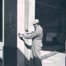 Head Office Building - January 1963-January 1965 - Fixing masonry to column Ground Floor - 11 August 1964