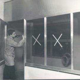 Head Office Building - January 1963-January 1965 - Fixing armour plate partitions 1st basement - 11 August 1964