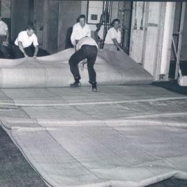 Head Office Building - January 1963-January 1965 - Unrolling carpet on 4th floor - 4 February 1964
