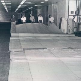 Head Office Building - January 1963-January 1965 - Unrolling carpet for 4th floor - 4 February 1964