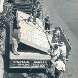 Head Office Building - January 1963-January 1965 - Board table from old building being delivered for installation in Legal Library - 6 January 1964