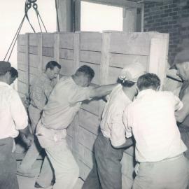 Head Office Building - January 1963-January 1965 - Board Table from old building being delivered for installation in Legal Library - 6 January 1964