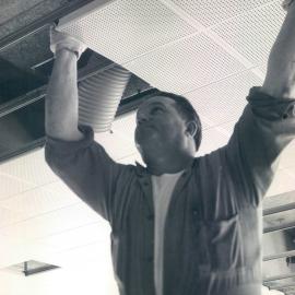 Head Office Building - January 1963-January 1965 - Installing ceiling tiles on 8th floor - 5 December 1963
