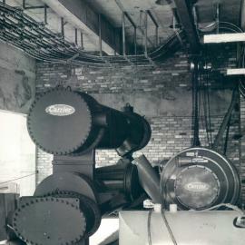 Head Office Building - January 1963-January 1965 - The first of the air conditioning compressors in position in the plant room on 16th floor - 5 July 1963