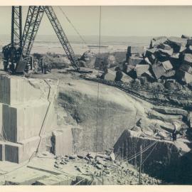 Head Office Building - January 1963-January 1965 - Lifting 4 ton blocks of granite from quarry bed - 2 January 1963