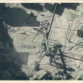Head Office Building - January 1963-January 1965 - Block of granite 10' x 4' x 4' being cut in quarry floor - 2 January 1963