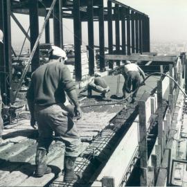 Head Office Building - January 1963-January 1965 - Pouring floor slab along northern end of 20th floor - 8 April 1963