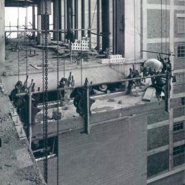 Head Office Building - January 1963-January 1965 - Laying glazed bricks around western wall of service core at 6th floor level - 8 April 1963