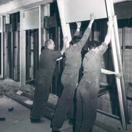 Head Office Building - January 1963-January 1965 - Installing lift doors - 8 April 1963
