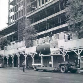 Head Office Building - January 1963-January 1965 - Hoisting boiler for installation on 17th floor - 21 March 1963