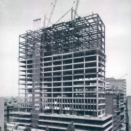 New Head Office Building - June 1960-January 1963 - View from Rural Bank - load test being carried out on 8th floor - 20 November 1962