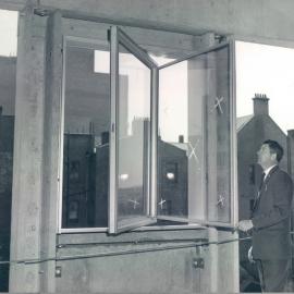 New Head Office Building - June 1960-January 1963 - Testing prototype of window installed at northern face of 4th floor - 4 October 1962