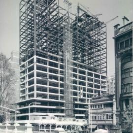 New Head Office Building - June 1960-January 1963 - View from Parliament House, note flag hoisted from highest point of steel - 4 October 1962