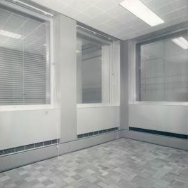 New Head Office Building - June 1960-January 1963 - Interior finishes showing inside view of fixed external metal louvres - c.1963