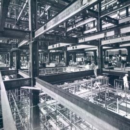 New Head Office Building - June 1960-January 1963 - Formwork being erected at 1st floor level, from Martin Place/Phillip Street corner - 31 May 1962
