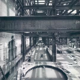 New Head Office Building - June 1960-January 1963 - View from south east corner of 1st basement showing location of Turntable-Traverse driveway and vehicle locks - 15 March 1962